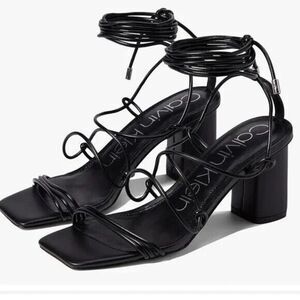 Calvin Klein Women's Heels Sandals Calista Strappy Shoes Black Size 7.5 M